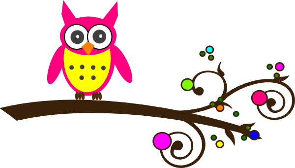 Pink Owl Colorful Branch Clip Art at Clker.com - vector clip art online