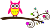 Pink Owl Colorful Branch Clip Art