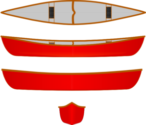 Red Canoe, Multiple Views Clip Art