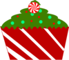 Christmas Cupcake With Striped Wrapper Clip Art