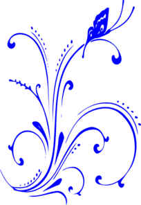 Blue Butterfly Scroll Clip Art