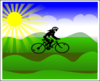 Sun Landscape With Girl Riding Bike Clip Art