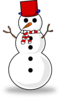Snowman With Red Top Hat Clip Art