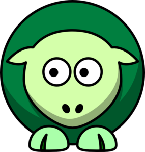 Sheep 2 Toned Greens Looking Left Clip Art