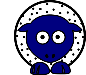 Sheep - White With Black Polka-dots And Blue Feet Wider Body Clip Art