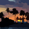 Sunset Beach Palms Clip Art