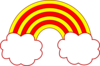 Red And Yellow Rainbow With 2 Red Clouds Clip Art