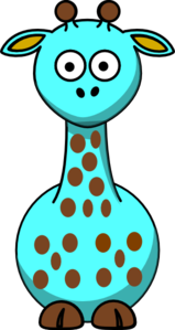 Light Blue Giraffe With 18 Dots Clip Art