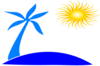 Blue Palm Tree Beach W/sun Clip Art