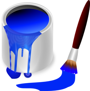 Blue Paint Brush And Can Clip Art