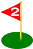 Golf Flag 2nd Hole Bold White Number Clip Art