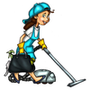 Lady Vacuuming Clipart Image