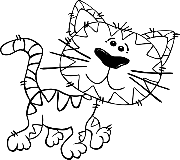 black and white cat cartoon. Cartoon Cat Walking Outline