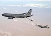 An F/a-18 Hornet Assigned To The Marauders Of Strike Fighter Squadron Eight Two (vfa-82) Refuels With A U.s. Air Force Kc-135r Stratotanker Assigned To The 380th Aerial Refueling Wing Image