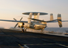 An E-2c Hawkeye Assigned To The Black Eagles Of Carrier Airborne Early Warning Squadron One One Three (vaw-113) Launches From One Of Four Steam Powered Catapults Aboard Uss John C. Stennis (cvn 74) Image