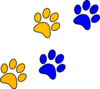 Blue/gold Paw Print Clip Art