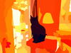 Black Cat On Tower In Living Room Vector Contrast Colour Enhance Darker Image