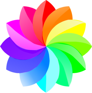 Shaded Rainbow Flower  Clip Art