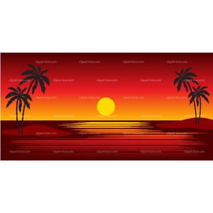 Free Hawaiian Sunset Clipart Image