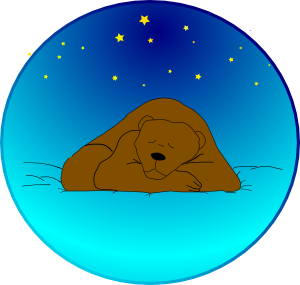 Sleeping Bear Under Stars | Circle Clip Art
