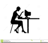 Woman Typing Clipart Image