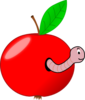 Red Apple With A Worm Clip Art