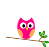 Pink Owl On Branch Clip Art