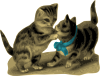 Kittens One With Blue Ribbon Clip Art
