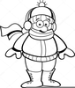 Winter Hat Black And White Clipart Image