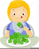 Child Eating Vegetables Clipart Image