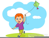 Children Flying Kite Clipart Image