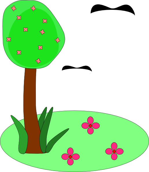 spring trees and flowers. trees and flowers cartoons.
