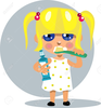 Girl Brushing Her Teeth Clipart Image