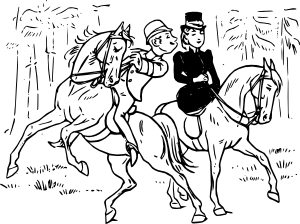 Couple Riding Horses Clip Art