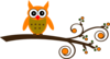 Orange Owl On Branch Clip Art