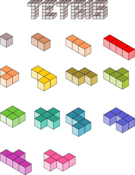 letter blocks clipart. 3d Tetris Blocks