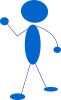 Waving Blue Stick Man Clip Art