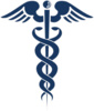 Blue Caduceus White Outline Clip Art