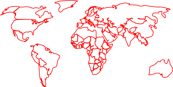 World Map Outline Black. Black Red Outline World Map No