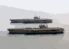 The Aircraft Carriers Uss Constellation (cv 64) And Uss Kitty Hawk (cv 63) Steam Alongside One Another. Clip Art