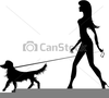 Clipart Woman Walking Dog Image