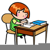 Child Working At Desk Clipart Image