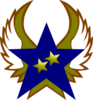 Blue Star With 2 Gold Star And Wings Clip Art
