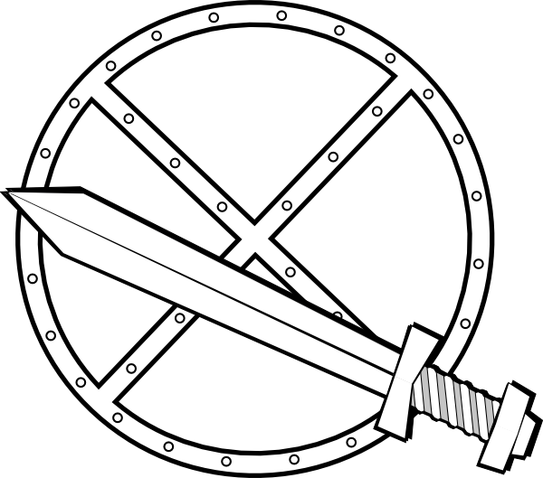 blank shield outline. Jonadab Round Sword And Shield