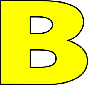 Yellow B Dark Outline Clip Art