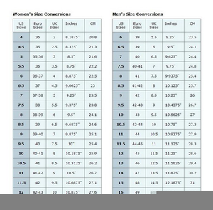 Tiger Size Chart