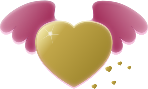 Gold Heart With Pink Wings