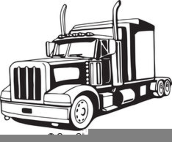 Semi Truck Clip Art Black And White