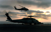 After An Sh-60f Seahawk Assigned To The Black Knights Of Helicopter Anti-submarine Squadron Four (hs-4) Lands, A Second Seahawk Comes In On Final Approach For The Flight Deck Aboard Uss John C. Stennis (cvn 74). Image