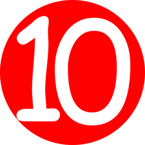 Red, Rounded,with Number 10 Clip Art